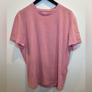 H&M Crewneck T-Shirt Heathered Pink Men’s Large Cotton Blend